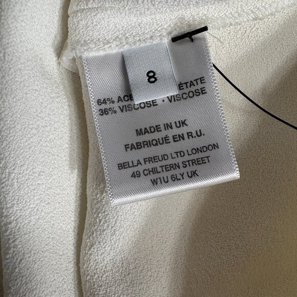 Bella Freud Sundown Crepe Dress white size US 4 UK 8 S XS mini v-neck 3/4 sleeve - Picture 4 of 12